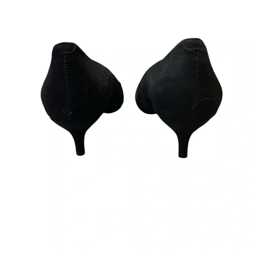 Franco Sarto Black Suede & Faux-Croc Leather Pointed Toe Kitten Heels - Picture 4 of 5